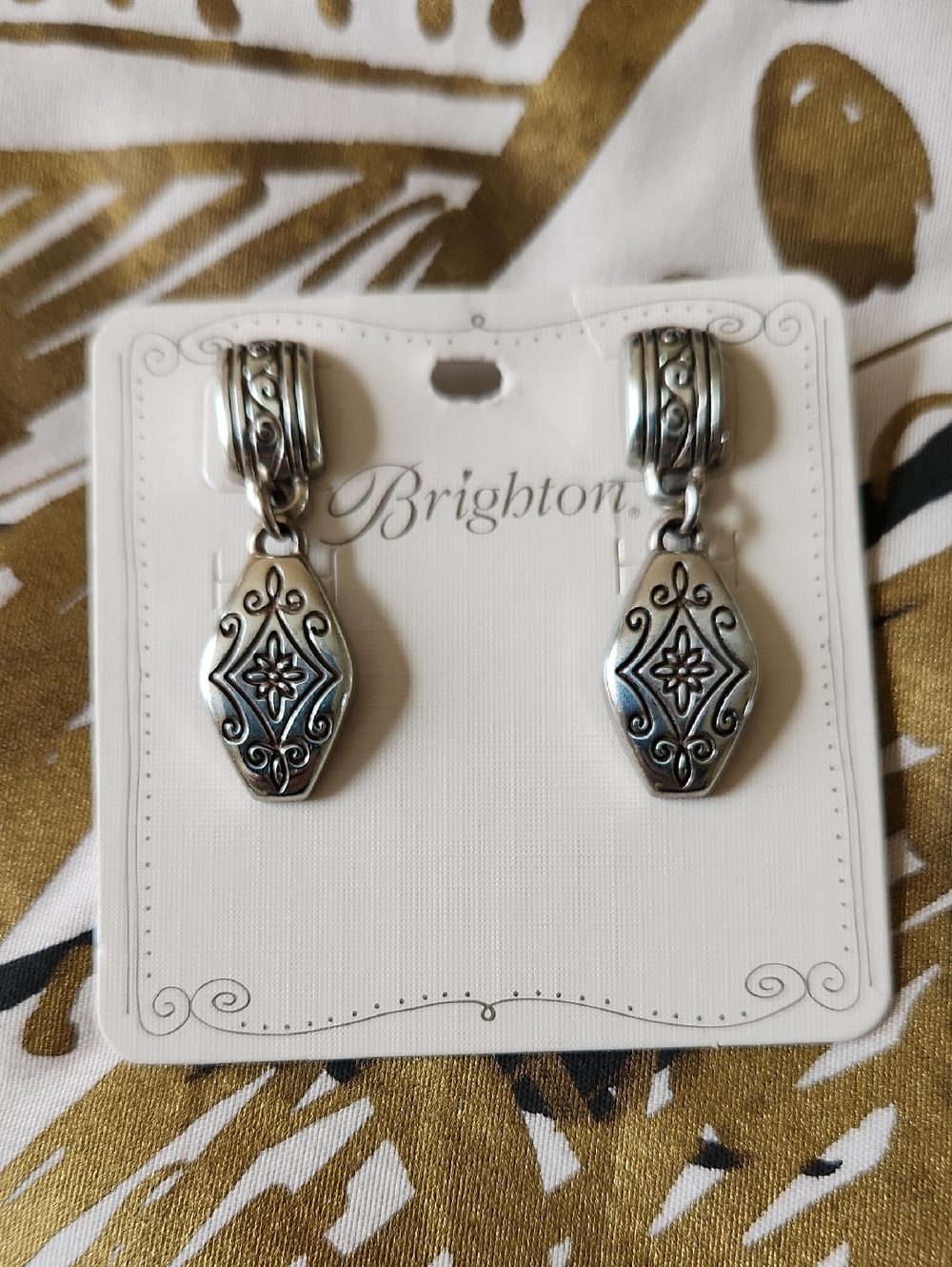 BRIGHTON Vintage Silver-Tone Ornate Dangle Earrings